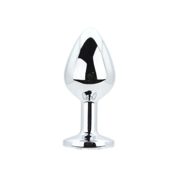 Toosh Silver Metal Butt Plug Medium Clear Stone - Image 3
