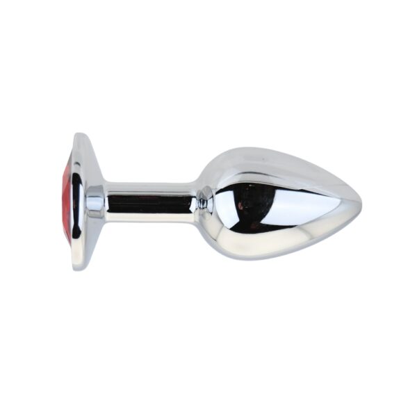 Toosh Silver Metal Butt Plug Small Red Stone - Image 6