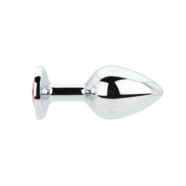 Toosh Silver Metal Butt Plug Medium Red Stone - Image 4