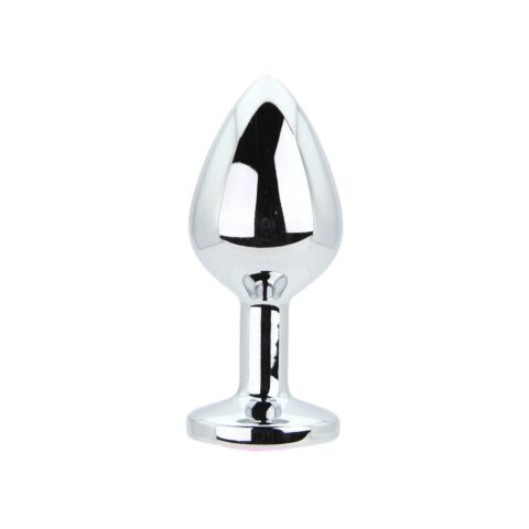 Toosh Silver Metal Butt Plug Medium Pink Stone