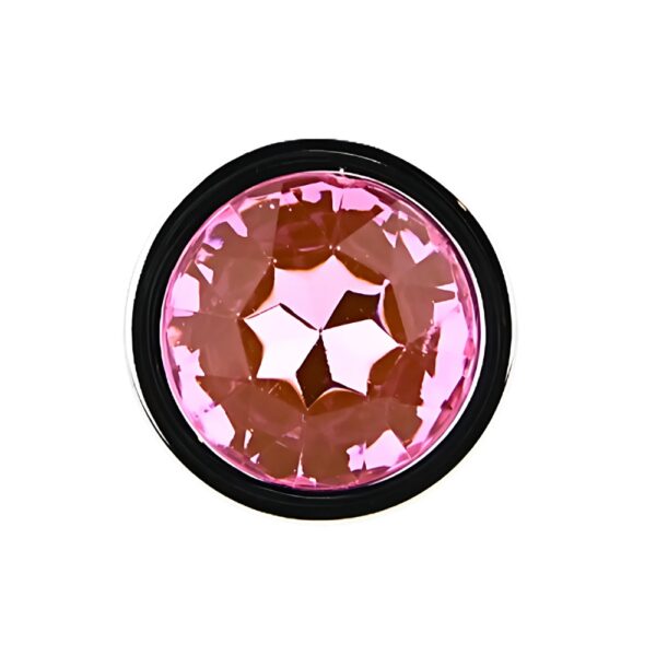 Toosh Silver Metal Butt Plug Medium Pink Stone - Image 7