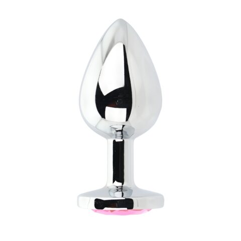 Toosh Silver Metal Butt Plug Large Pink Stone