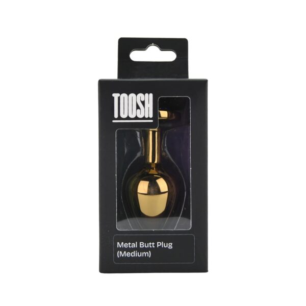 Toosh Gold Metal Butt Plug Medium Pink Stone - Image 8