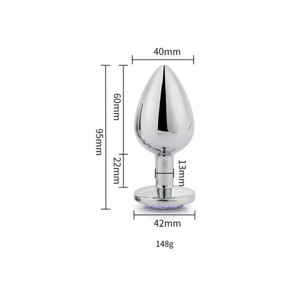 Toosh Silver Metal Butt Plug Large Red Stone - Image 7