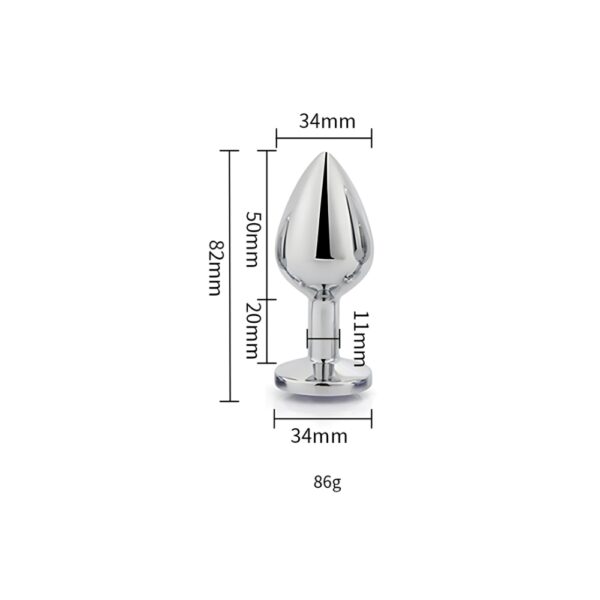 Toosh Silver Metal Butt Plug Medium Red Stone - Image 8