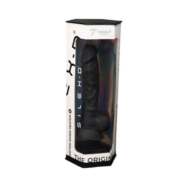 SilexD 7 inch Realistic Silicone Dual Density Dildo with Suction Cup and balls Black