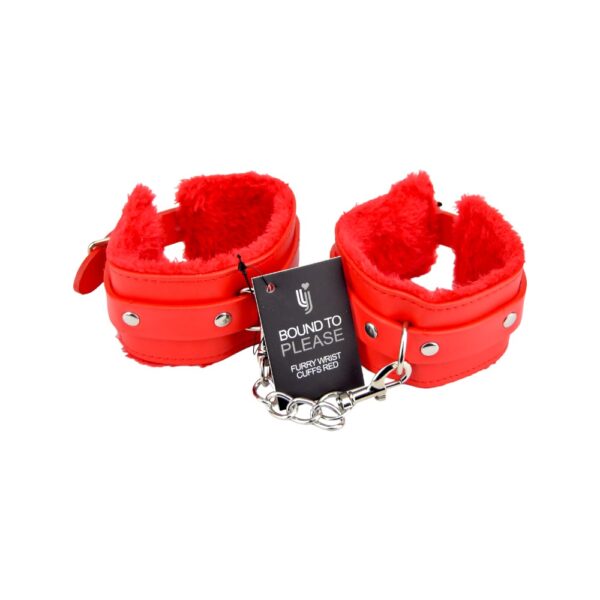 n11933-bound-to-please-furry-plush-wrist-cuffs-red-4 Bound to Please Furry Plush Wrist Cuffs Red