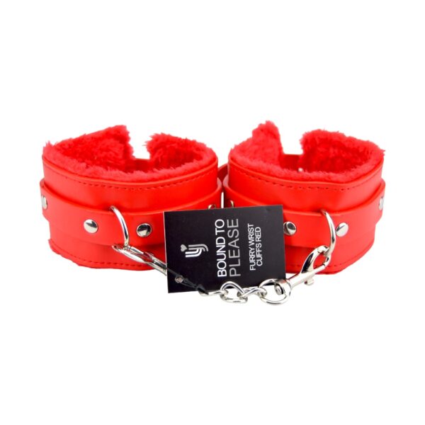 n11933-bound-to-please-furry-plush-wrist-cuffs-red Bound to Please Furry Plush Wrist Cuffs Red