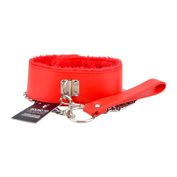 n11935-bound-to-please-furry-collar-with-leash-red Bound to Please Furry Collar with Leash Red