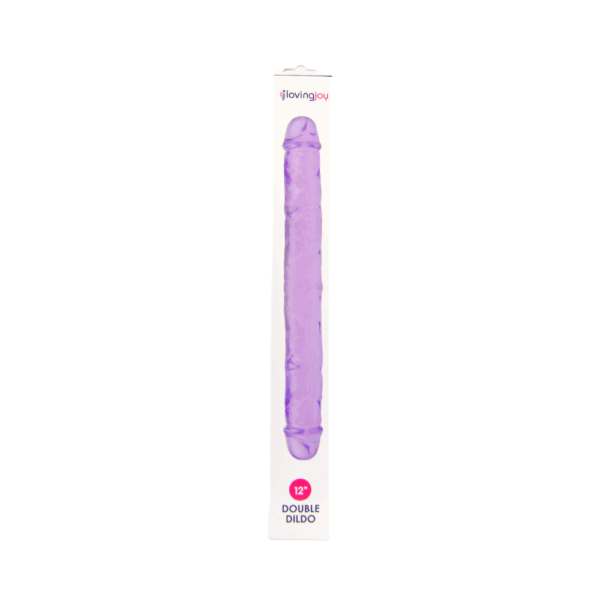 n11950-loving-joy-12-inch-double-dildo-purple-lying-down-boxed Loving Joy 12 Inch Double Dildo Purple