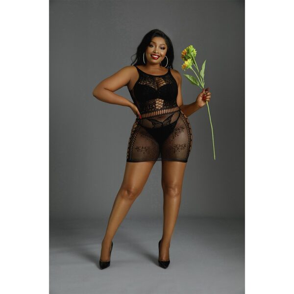 n12127-moonlight-black-cut-out-floral-mini-dress-plus-size-3 Moonlight Black Cut Out Floral Mini Dress Plus Size