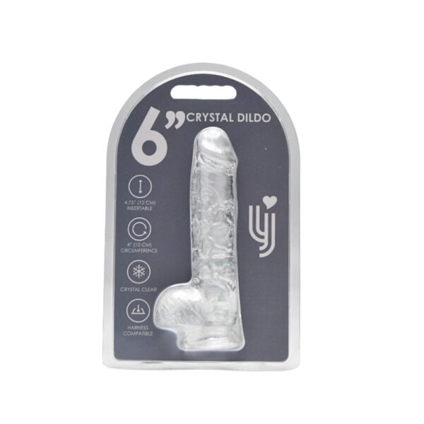 n12201-loving-joy-6-inch-dildo-with-balls-clear-new-pkg Loving Joy 6 Inch Dildo with Balls Clear