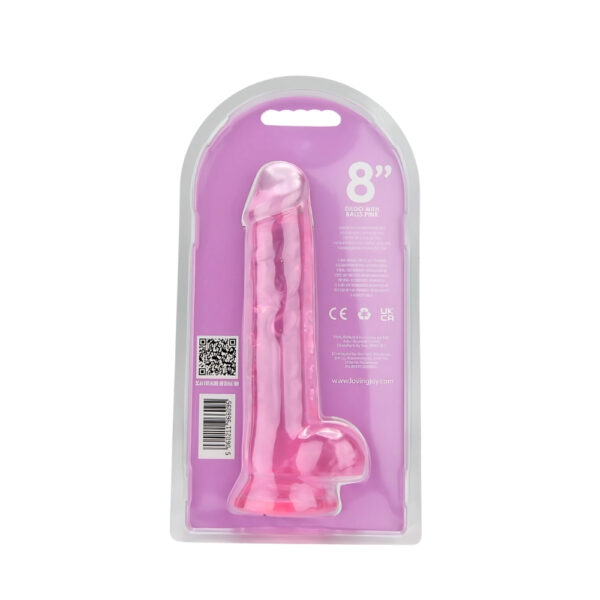 n12309-loving-joy-8-inch-dildo-with-balls-pink-pkg-bk Loving Joy 8 Inch Dildo with Balls Pink