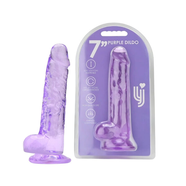n12312-loving-joy-7-inch-dildo-with-balls-purple-duo Loving Joy 7 Inch Dildo with Balls Purple