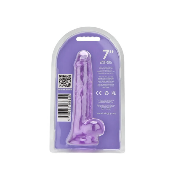 n12312-loving-joy-7-inch-dildo-with-balls-purple-pkg-bk-hr Loving Joy 7 Inch Dildo with Balls Purple
