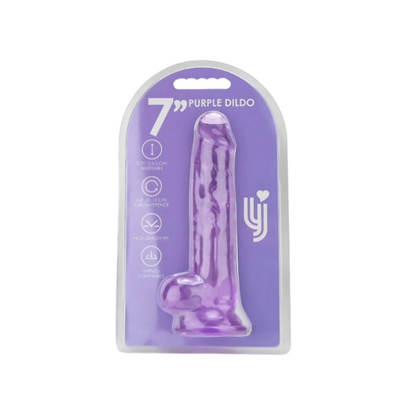n12312-loving-joy-7-inch-dildo-with-balls-purple-pkg-hr Loving Joy 7 Inch Dildo with Balls Purple