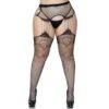 Leg Avenue Lace Top Net Suspender Tights Plus Size