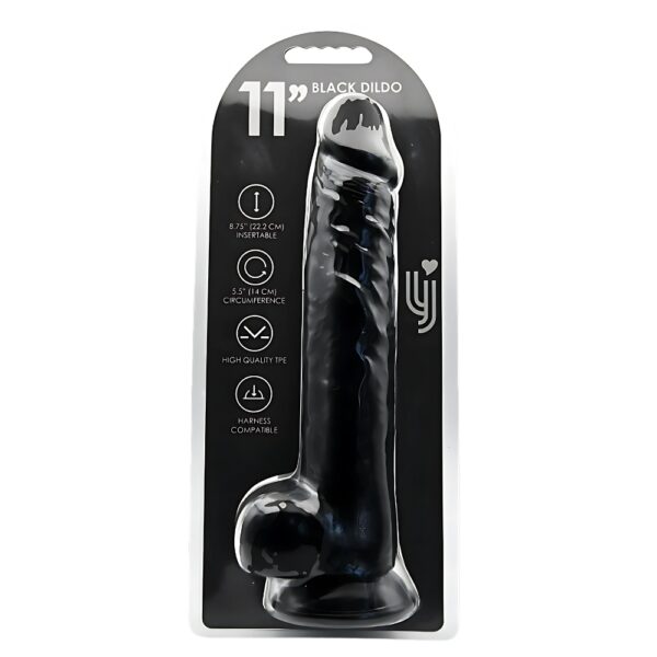 n12631-loving-joy-11-inch-dildo-with-balls-black-4 Loving Joy 11 Inch Dildo with Balls Black