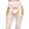 Leg Avenue Heart Net Suspender Tights White