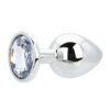 Toosh Silver Metal Butt Plug Large Clear Stone