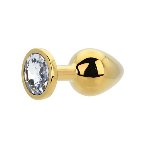 n12818-toosh-gold-metal-butt-plug-medium-clear-stone-3 Toosh Gold Metal Butt Plug Medium Clear Stone