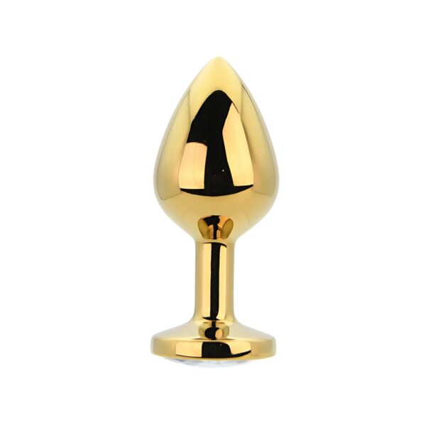 n12818-toosh-gold-metal-butt-plug-medium-clear-stone Toosh Gold Metal Butt Plug Medium Clear Stone