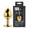 Toosh Gold Metal Butt Plug Large Clear Stone