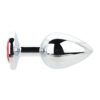 Toosh Silver Metal Butt Plug Large Red Stone
