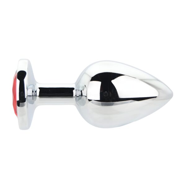 Toosh Silver Metal Butt Plug Large Red Stone