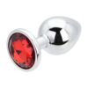 Toosh Silver Metal Butt Plug Large Red Stone