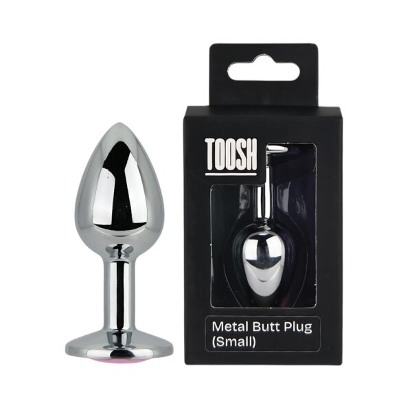 n12826-toosh-silver-metal-butt-plug-small-pink-stone-pkg-duo Toosh Silver Metal Butt Plug Small Pink Stone