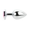 Toosh Silver Metal Butt Plug Large Pink Stone