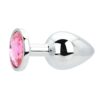 Toosh Silver Metal Butt Plug Large Pink Stone