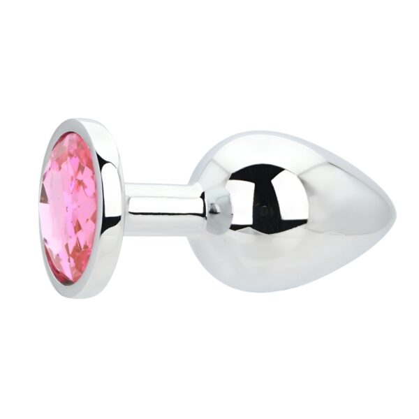 Toosh Silver Metal Butt Plug Large Pink Stone