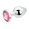 Toosh Silver Metal Butt Plug Large Pink Stone