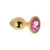 Toosh Gold Metal Butt Plug Small Pink Stone