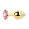 Toosh Gold Metal Butt Plug Medium Pink Stone