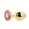 Toosh Gold Metal Butt Plug Medium Pink Stone