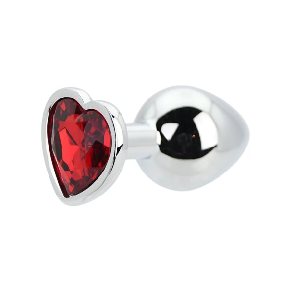 Toosh Heart Shaped Silver with Red Stone Medium