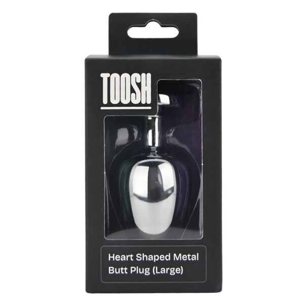 Toosh Heart Shaped Silver Butt Plug with Red Stone Large