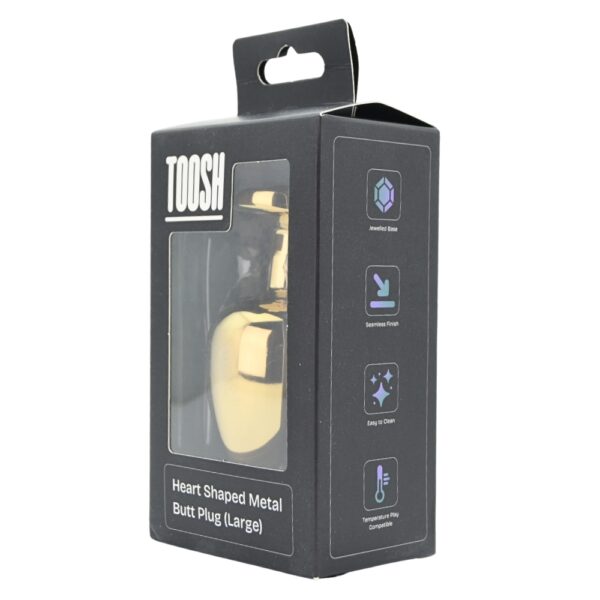 Toosh Heart Shaped Gold Butt Plug with Red Stone Large