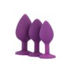 Toosh Silicone Butt Plug Purple Set of 3 Clear Stone