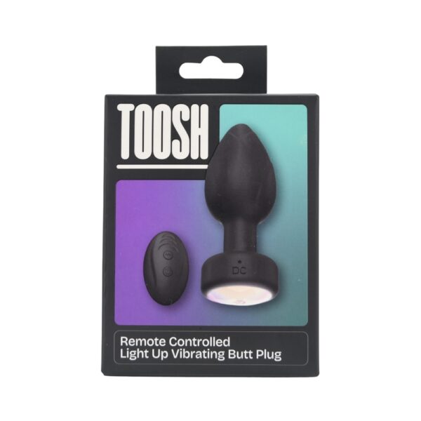 n12897-toosh-remote-controlled-light-up-vibrating-butt-plug-pkg Toosh Remote Controlled Light Up Vibrating Butt Plug