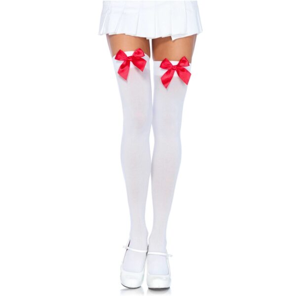 n9243-nylon_thigh_highs_with_bow-2-1 Leg Avenue Nylon Thigh Highs with Bow