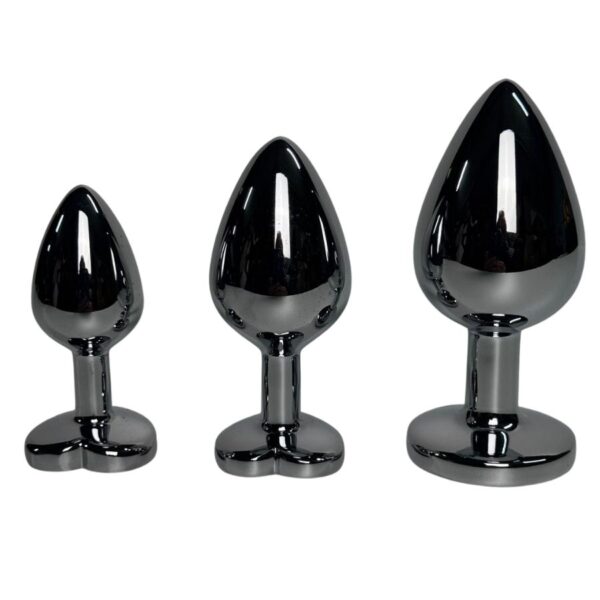 3 Silver Jewelled Silver Butt Plugs